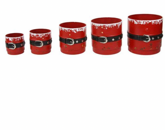 Candy Cane Lane - SET OF 5 RED, BLACK AND WHITE WATERPROOF SANTA PLANTERS