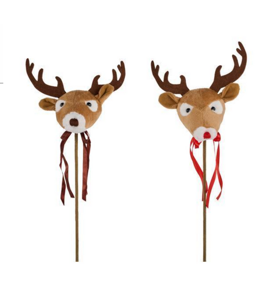 Christmas Carousel Collection - 15"L SOFT FABRIC REINDEER PICK - SET OF 2