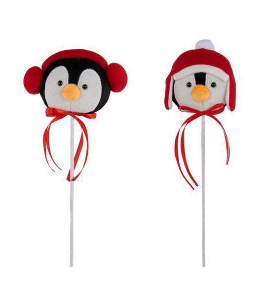 Christmas Carousel Collection - 15"L SOFT FABRIC PENGUIN HEAD PICK - SET OF 2