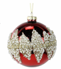 Christmas Carousel Collection - 4" GLASS BALL WITH RHINESTONES RED