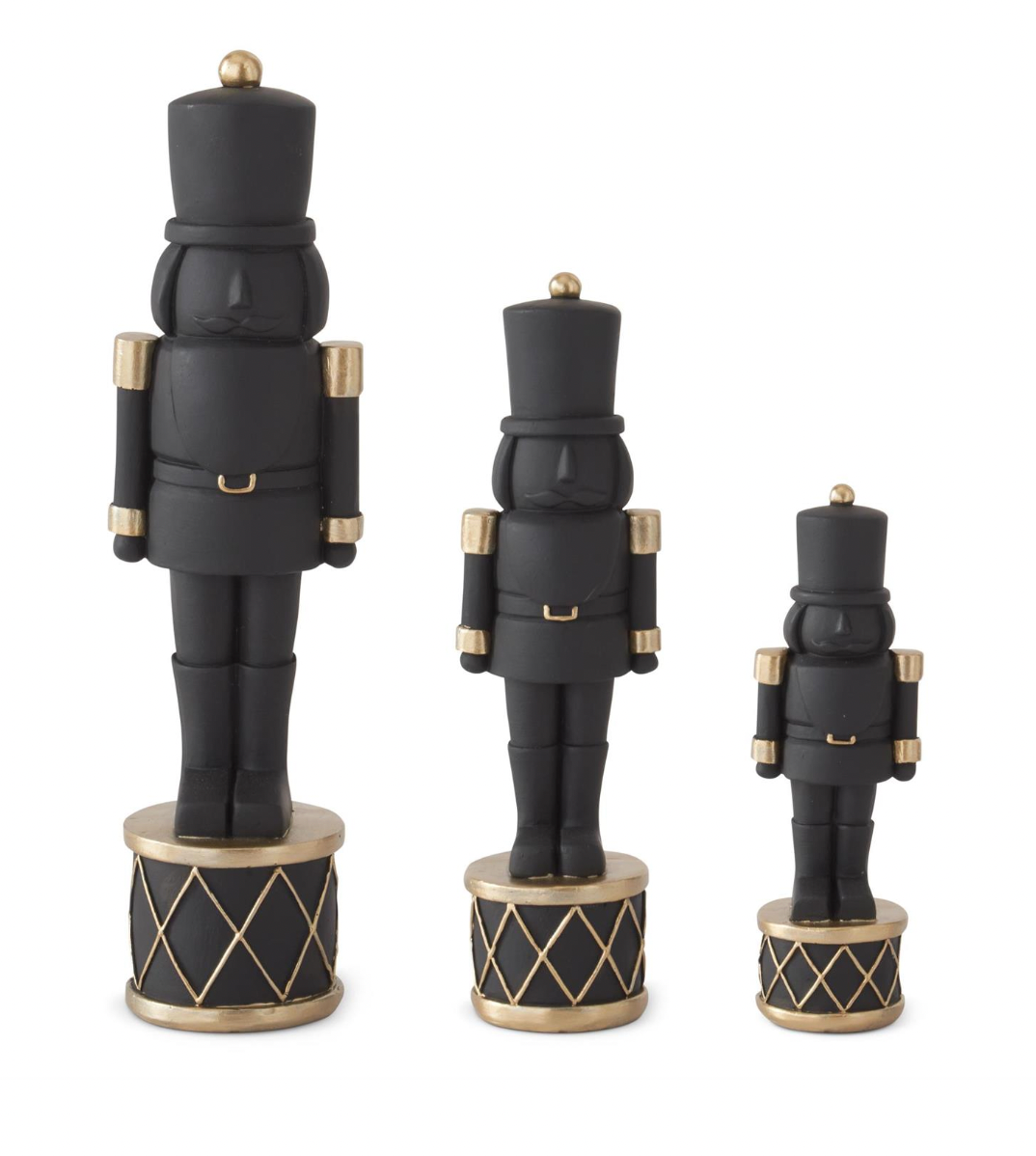 ROYAL COURT - Matte Black Nutcrackers on Drum - SET OF 3