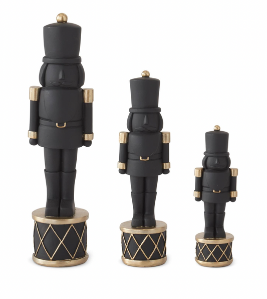 ROYAL COURT - Matte Black Nutcrackers on Drum - SET OF 3