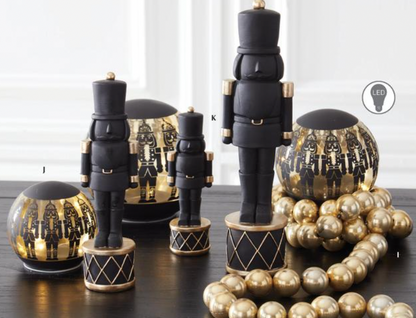 ROYAL COURT - Matte Black Nutcrackers on Drum - SET OF 3