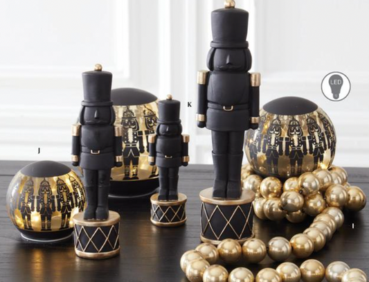 ROYAL COURT - Matte Black Nutcrackers on Drum - SET OF 3
