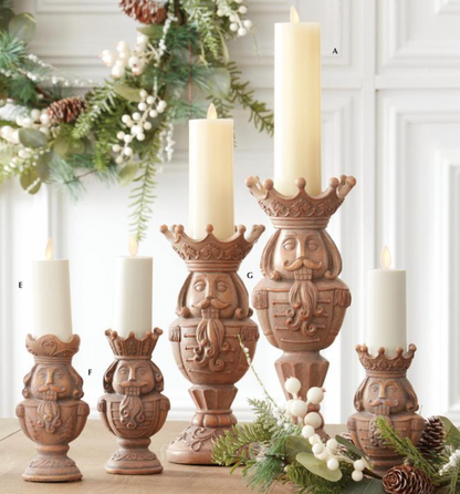 Christmas Carousel Collection - 12.5" & 10.5" Christmas Nutcracker Pillar Candle Holders - SET OF 2