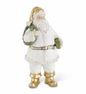 ROYAL COURT - 9" White & Gold Resin Santa w/Wreath & Package
