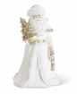 ROYAL COURT - 9" White & Gold Resin Santa Holding Tree w/Fur Trim
