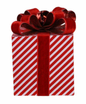 Candy Cane Lane - 6.75"H TABLE TOP WRAPPED PRESENT RED/WHITE