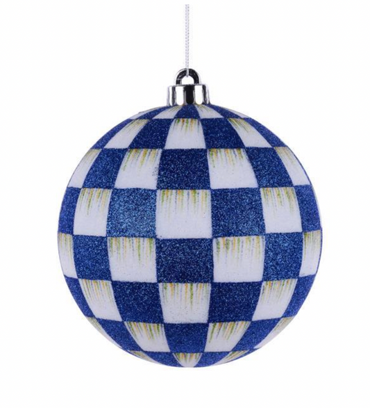 CHECK GLITTER ORNAMENT HOT PINK & WHITE