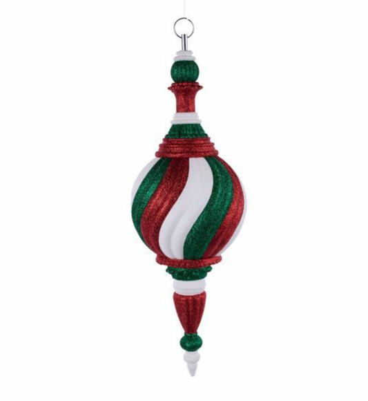 Christmas Carousel Collection - 18" STRIPE BALL FINIAL ORNAMENT