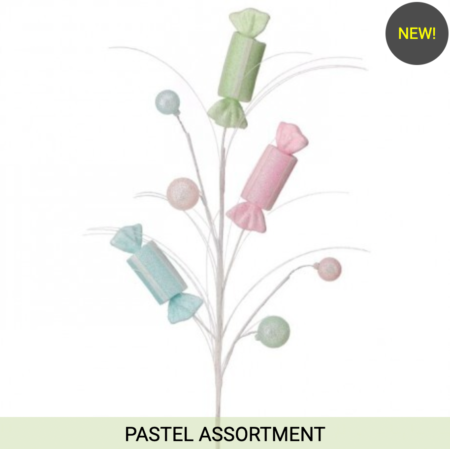 Santa's Sweet Shoppe Collection - 30" GLITTER SWEETS SPRAY With SUGAR BALL