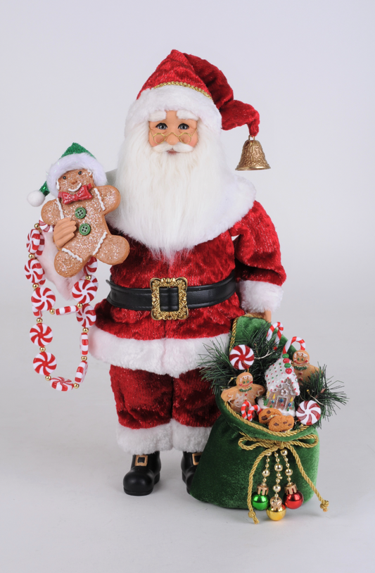 18" Lighted Peppermint & Goodies Santa