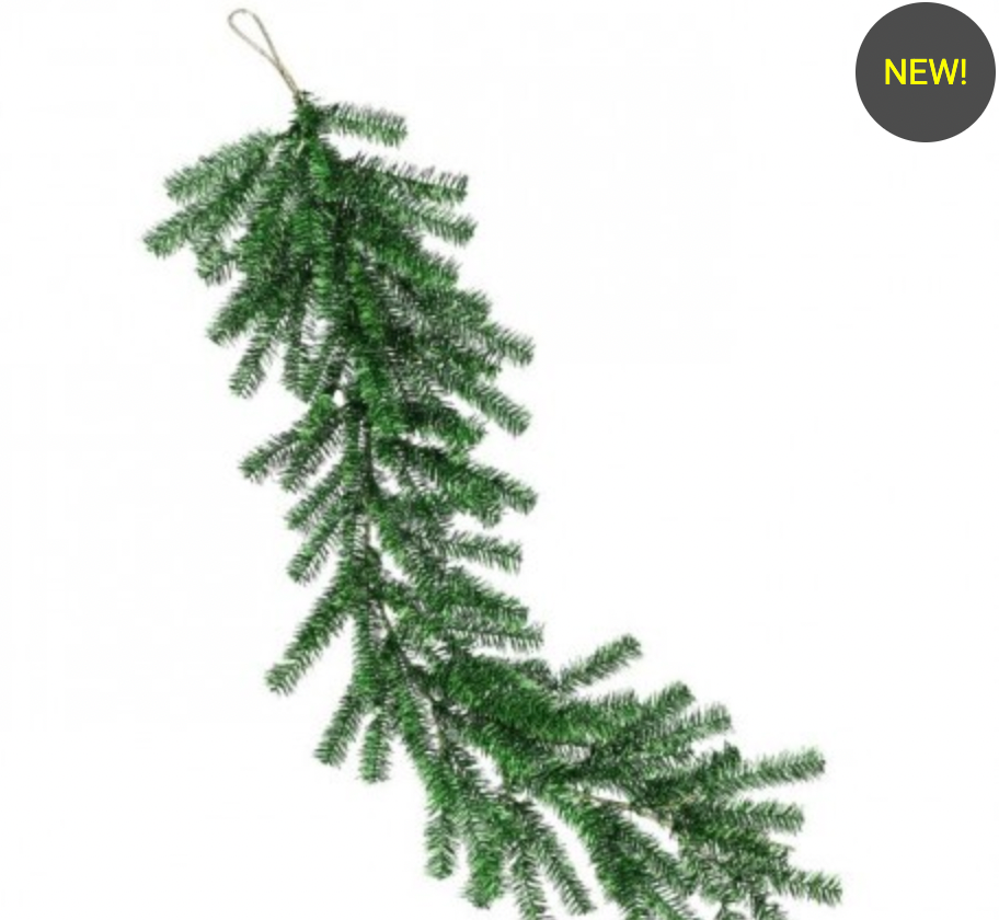 Christmas Carousel Collection - 48" RETRO TINSEL GARLAND - GREEN