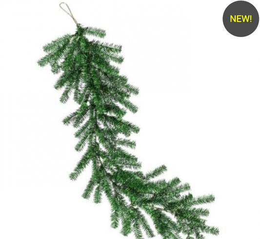 Christmas Carousel Collection - 48" RETRO TINSEL GARLAND - GREEN