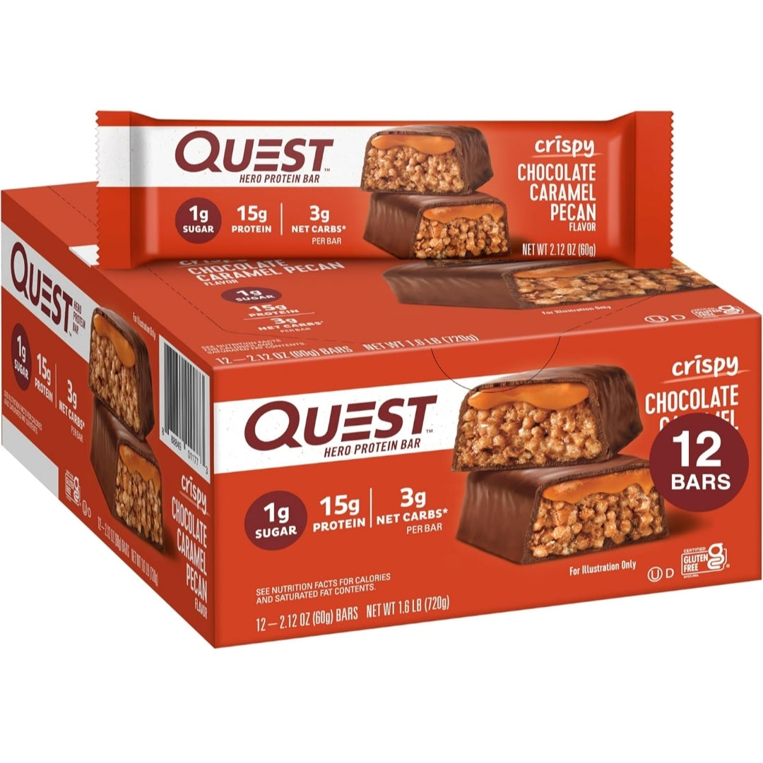 QUEST PROTEIN BARS HERO CHOCOLATE CARAMEL PECAN 12 PACK