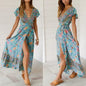 Womens Wrap Style V Neck Floral Maxi Dress
