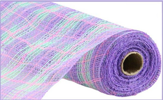 10.25" x 10yd Mini Plaid Mesh Lavender Mint Pink