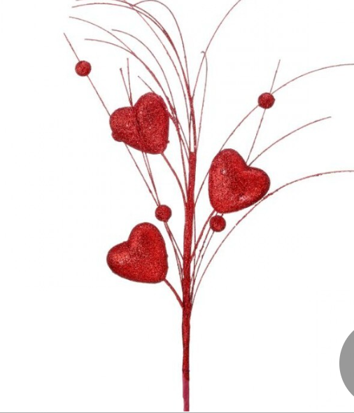 13" GLITTER HEART W/RAIN SPRAY RED