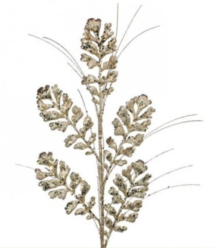 29" GLITTER/SEQUIN FOREST FERN SPRAY CHAMPAGNE