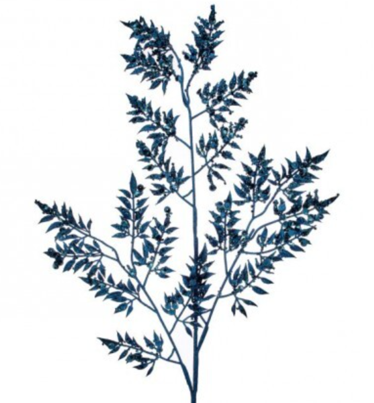 39" GLAMOUR GLITTER LEAF SPRAY MIDNIGHT BLUE