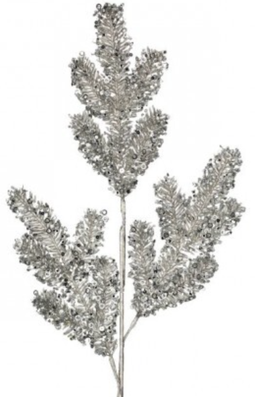 30" GLITTER/SEQUIN ANGEL PINE SPRAY SILVER
