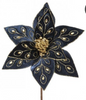 22" BEJEWELED POINSETTIA STEM MIDNIGHT BLUE