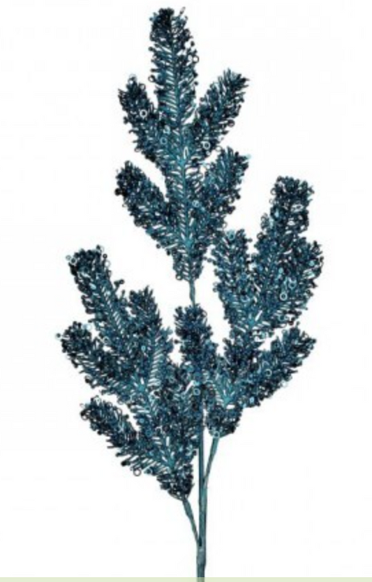 30" GLITTER/SEQUIN ANGEL PINE SPRAY TEAL BLUE