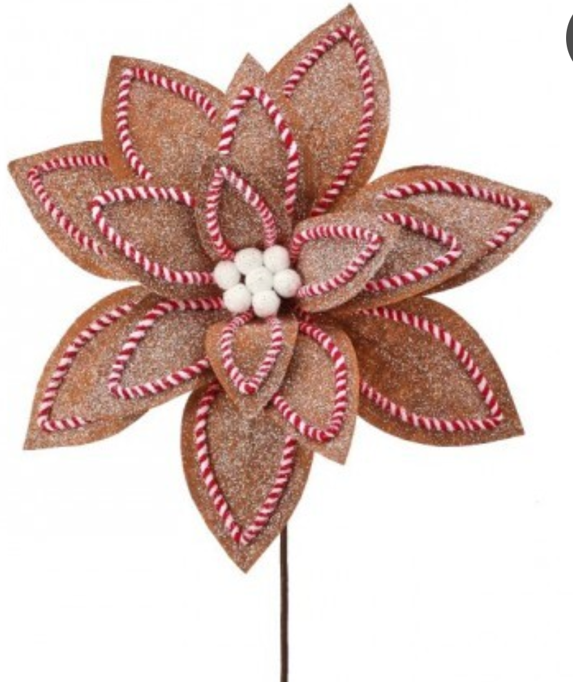 30" SUGAR/SPICE POINSETTIA STEM BROWN/RED