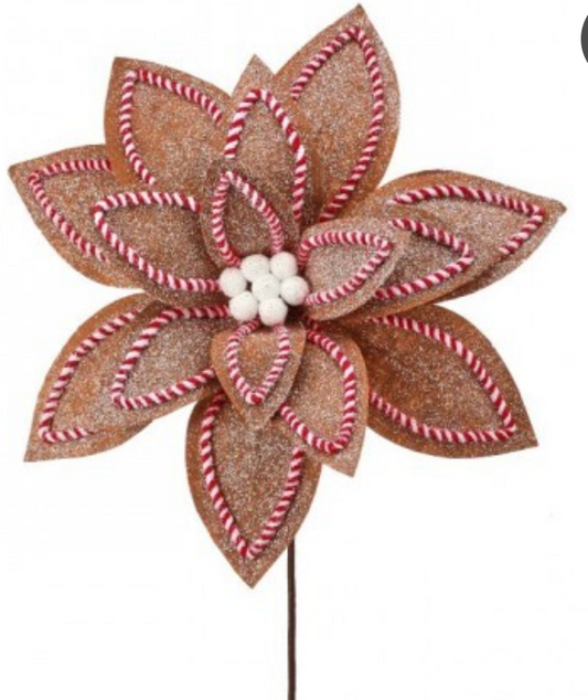 30" SUGAR/SPICE POINSETTIA STEM BROWN/RED