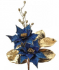 23" POINSETTIA/BERRY/ GOLD GILDED LEAF PICK MIDNIGHT BLUE
