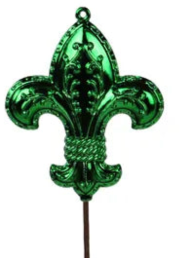 4"HX3.5"L SHINY FLEUR DE LIS PICK 3 ASST MARDI GRAS