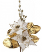 23" POINSETTIA/BERRY/ GOLD GILDED LEAF PICK ivory