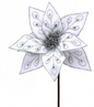 22" BEJEWELED POINSETTIA STEM WHITE
