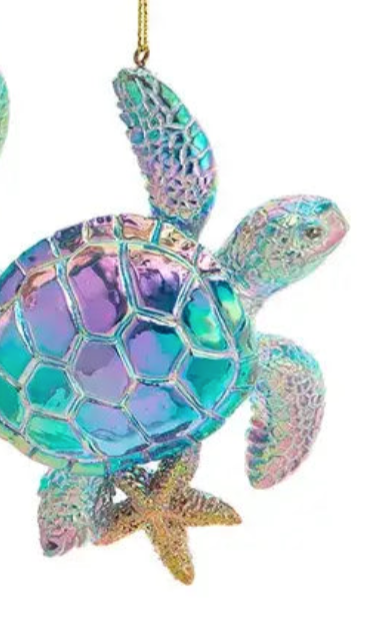 Christmas Ornament - Coastal Electroplated Sea Turtle Holiday Decor