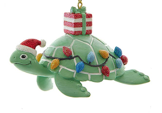 Christmas Ornament - Coastal Sea Turtle Holiday Decor 4" Resin