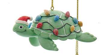 Christmas Ornament - Coastal Sea Turtle Holiday Decor 4" Resin