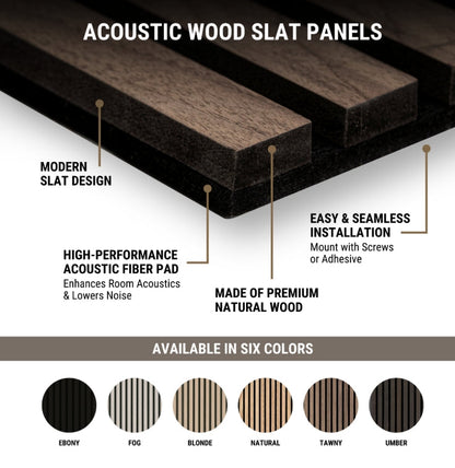 Ebony Acoustic Wood Slat Panels