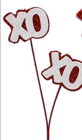 15"OAL GLITTER XOXO PICK 2 ASST RED/WHITE,PINK/RED CHOOSE ONE