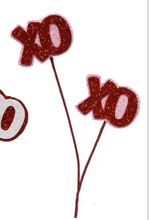 15"OAL GLITTER XOXO PICK 2 ASST RED/WHITE,PINK/RED CHOOSE ONE