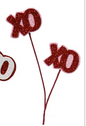15"OAL GLITTER XOXO PICK 2 ASST RED/WHITE,PINK/RED CHOOSE ONE