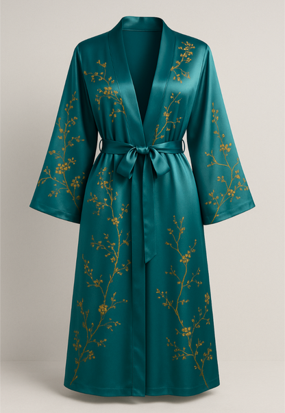 The Soft Life Set – Satin Robe & Nightgown Duo by KUSHIE