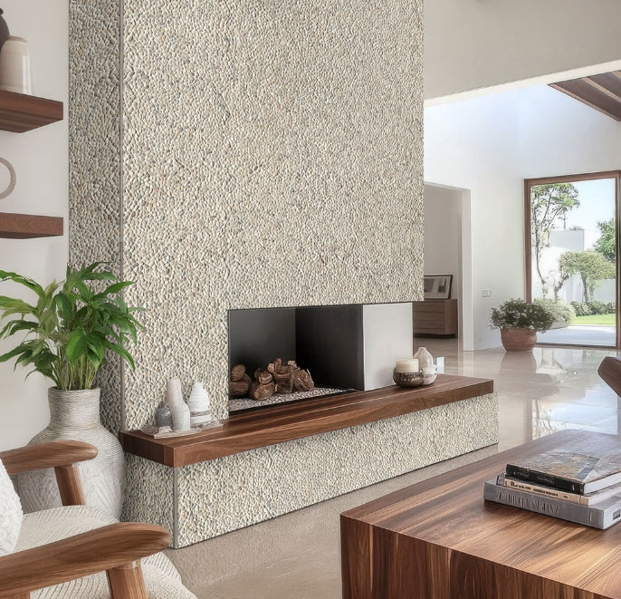 Ivory White Mini Pebble Tile