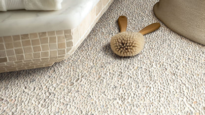 Ivory White Mini Pebble Tile