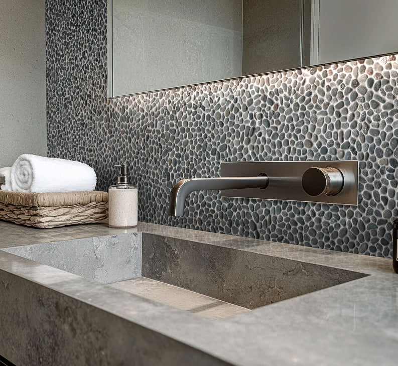 Noir Ash Mini Pebble Tile