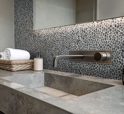 Noir Ash Mini Pebble Tile