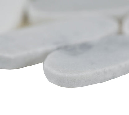 Sliced Carrara White Pebbles Mosaic