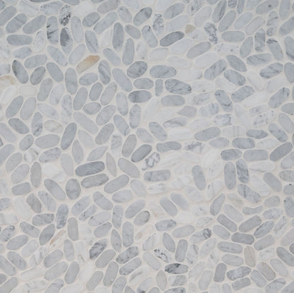 Sliced Carrara White Pebbles Mosaic