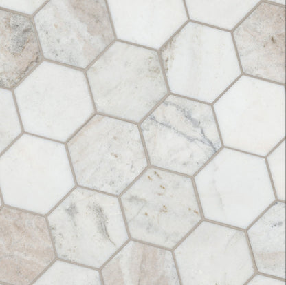 Arabescato Venato White 5" Hexagon Honed Tile