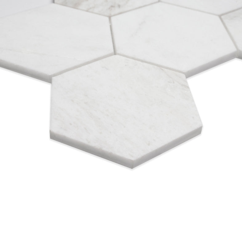 Arabescato Venato White 5" Hexagon Honed Tile