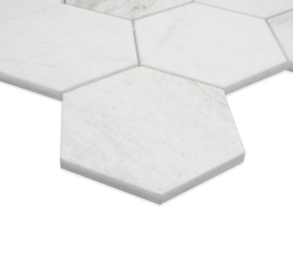 Arabescato Venato White 5" Hexagon Honed Tile